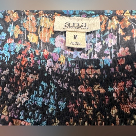 A.N.A. Floral Blouse Scrunch Stretch Puff Sleeve Women's - Picture 4 of 7